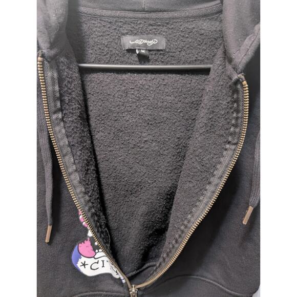 Ed Hardy NYC Full Zip Skull Jacket Cropped Hoodie Y2K 90s Tattoo Art Women's M - Picture 5 of 12